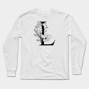 Letter L Monogram - Floral Initial Long Sleeve T-Shirt